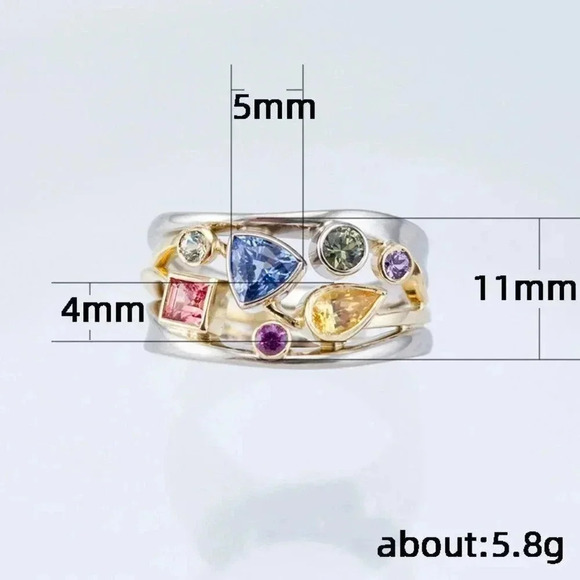 ▶Multi Color Stone 925 Silver Ring for Women, F032 (LIMITED EDITION!!) - Picture 4 of 7